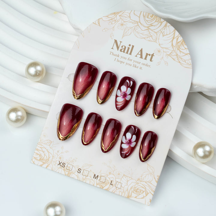 Artistic Floral Accent Press-On Nails