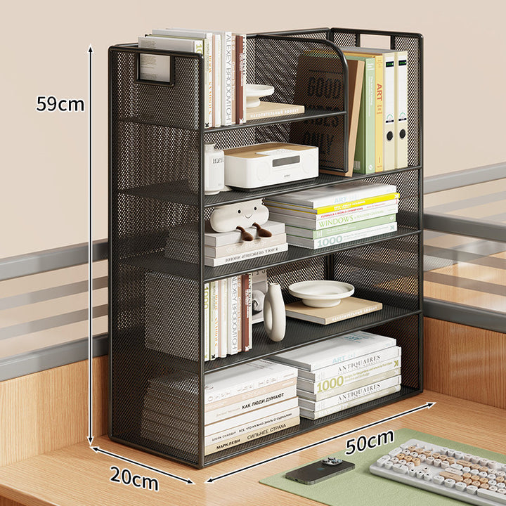 Mesh Desktop Open-Shelf Organizer with Integrated Handles and Dividers