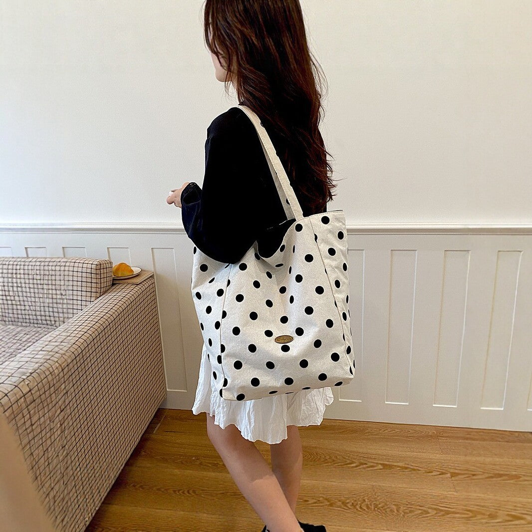 Spacious Polka Dot Tote Bag