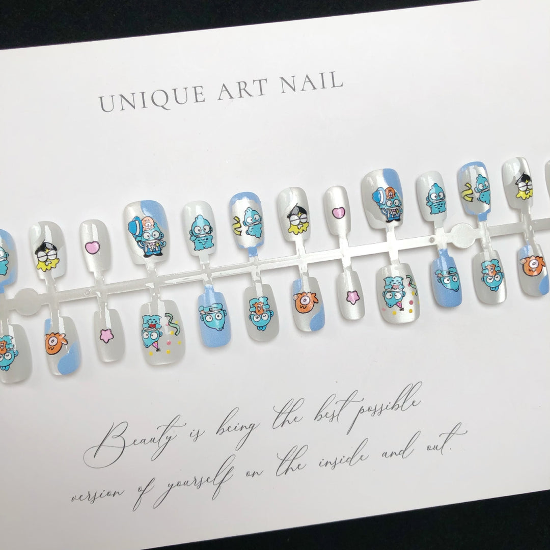 Playful Cartoon-Themed Press-On Nail Art Set