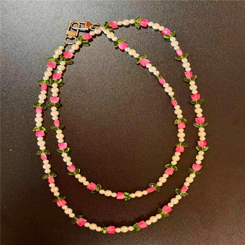 Elegant Pearl and Floral Beaded Necklace Stornfield