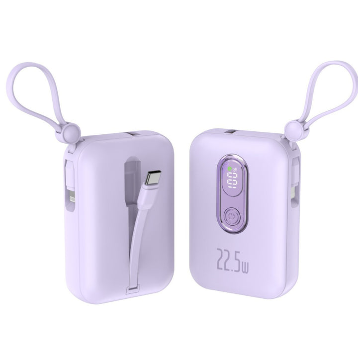 Portable power bank with integrated USB-C port and digital charge status display Stornfield