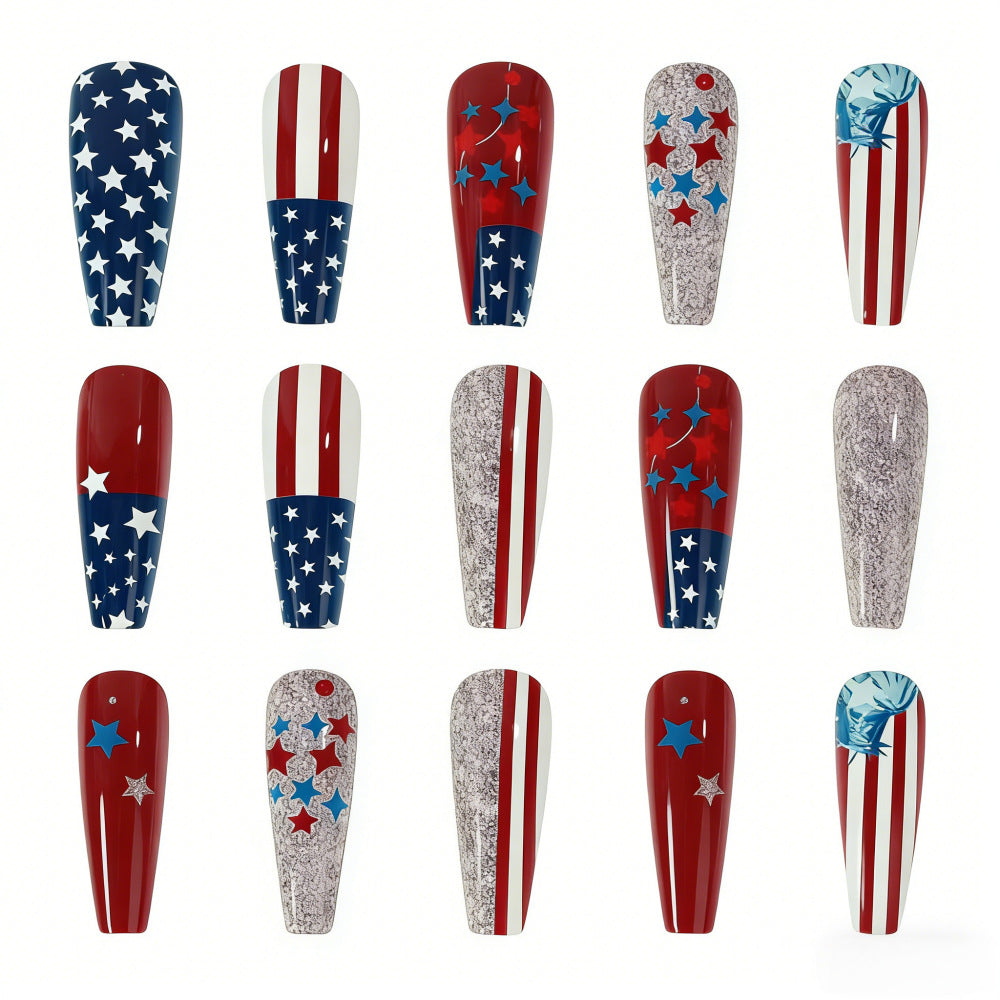 Festive artificial nails with patriotic motifs Stornfield