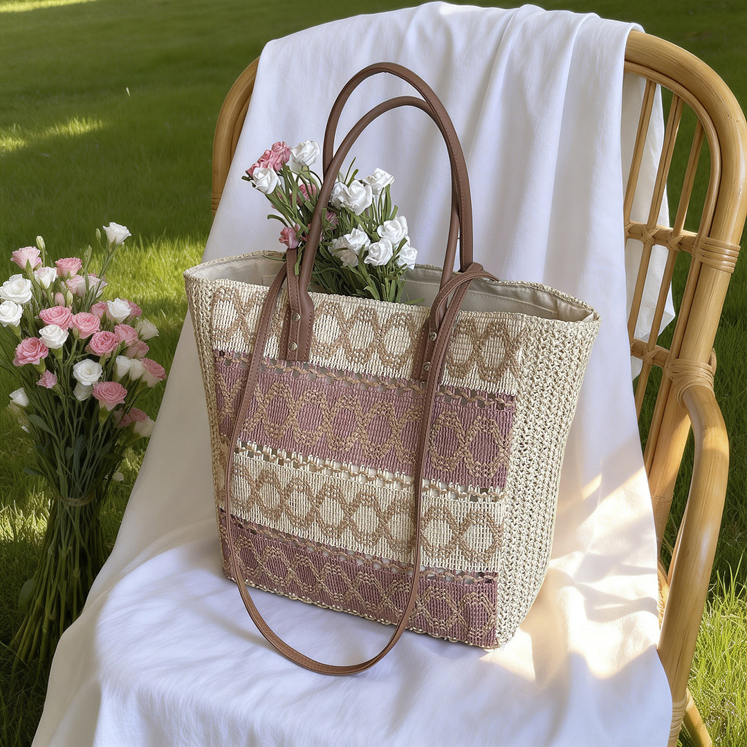 Woven Straw Market Tote Bag