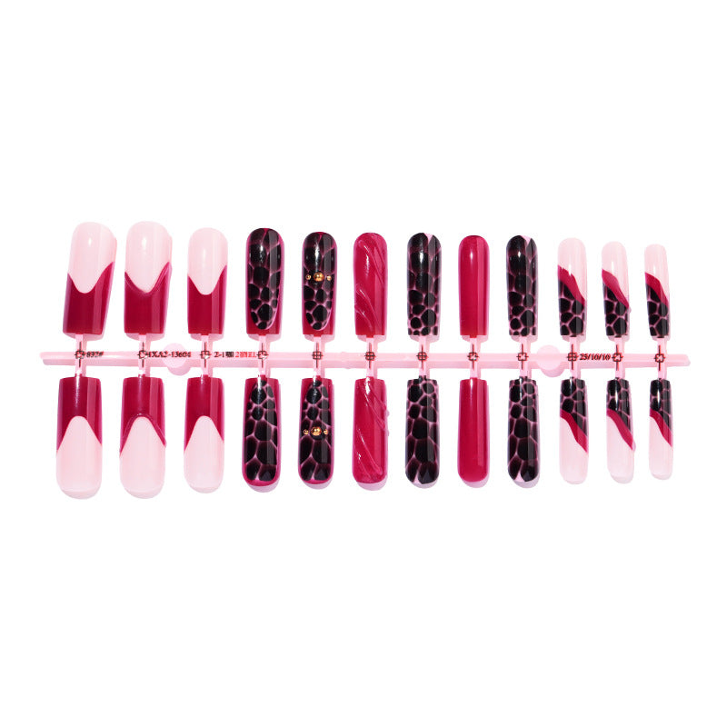 Artistic Press-On Nail Set with Decorative Patterns Stornfield