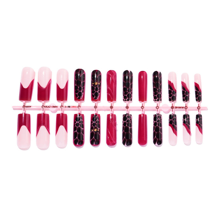 Artistic Press-On Nail Set with Decorative Patterns Stornfield