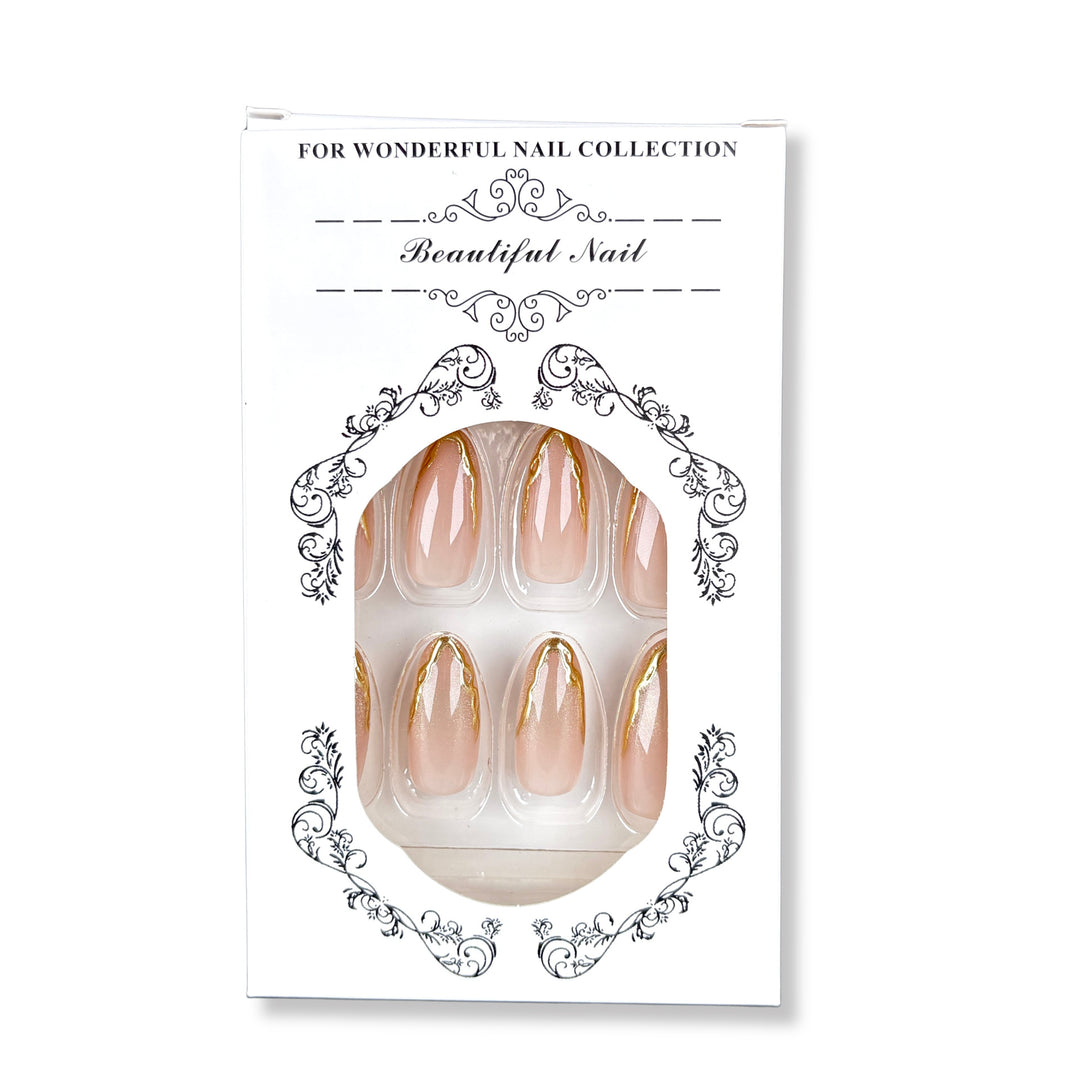 Elegant Gold-Accented Press-On Nail Design