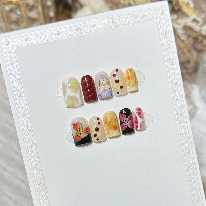 Decorative Nature-Themed Press-On Nail Set Stornfield