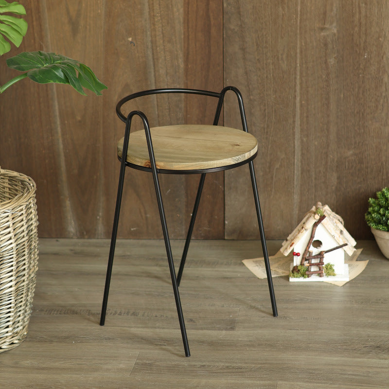 Modern stool with wooden seat and metal frame Stornfield