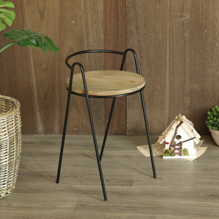 Modern stool with wooden seat and metal frame Stornfield