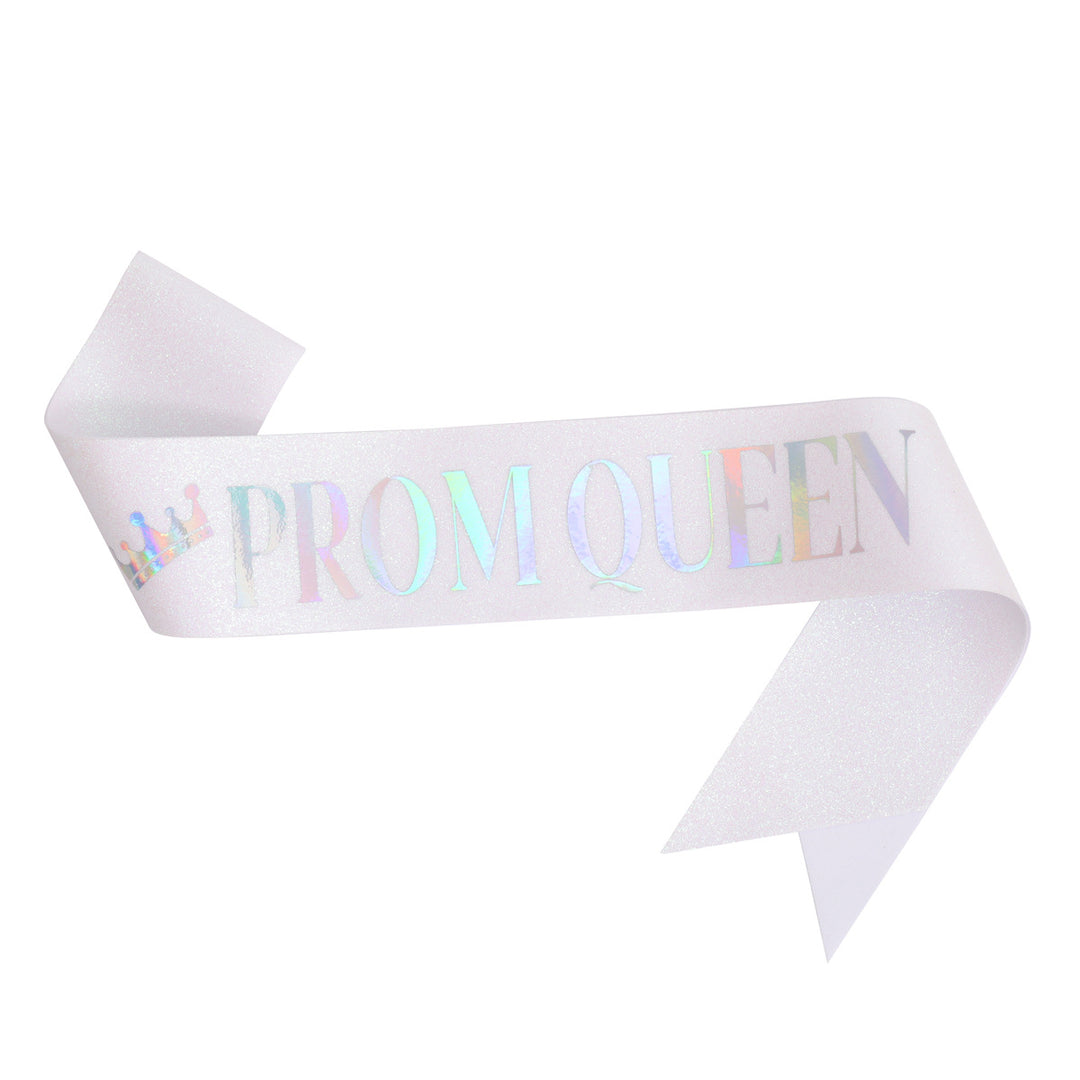 Ladies festive satin sash with holographic print Stornfield