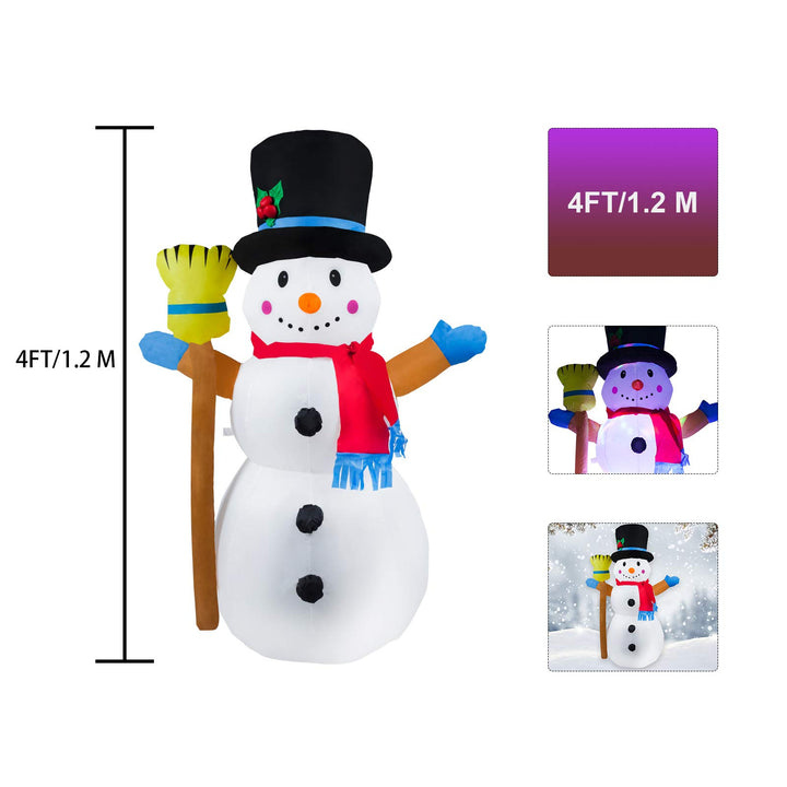 Inflatable snowman with hat and broom
