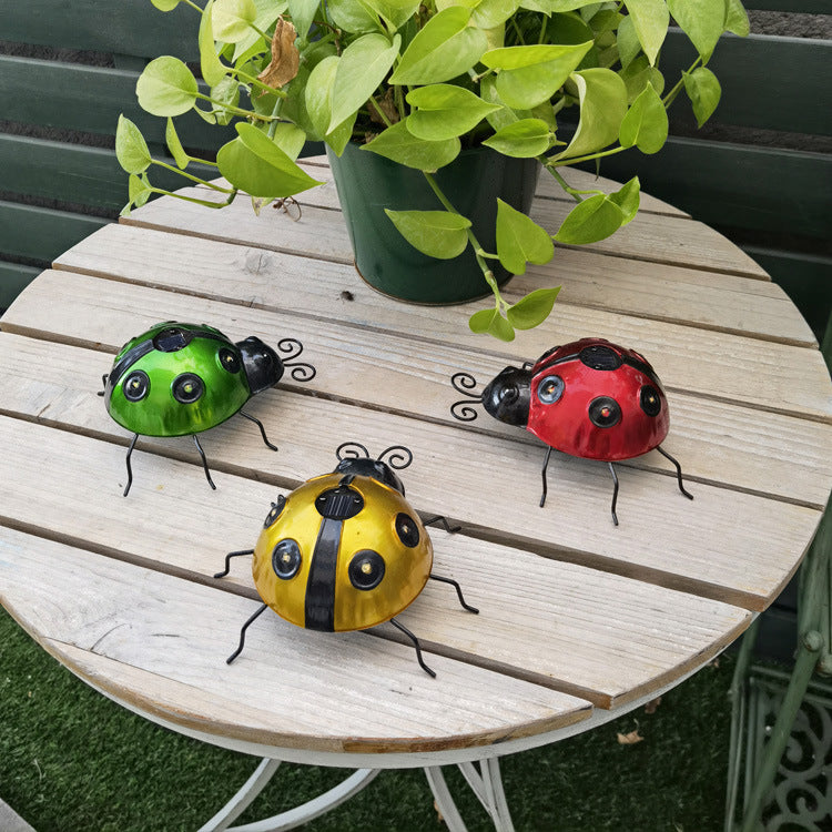 Decorative Solar-Powered Metal Ladybug Garden Lights With Warm LED Accents Stornfield