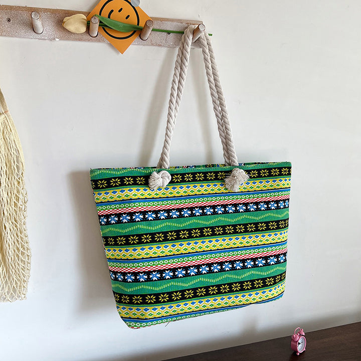 Striped Canvas Beach Tote