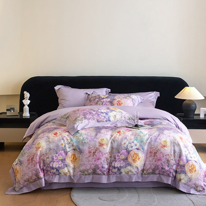 Luxury Floral Cotton Sateen Duvet Cover Set