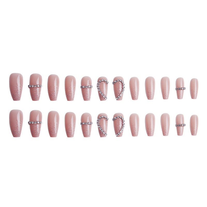 Glamorous artificial nails with heart and glitter design Stornfield