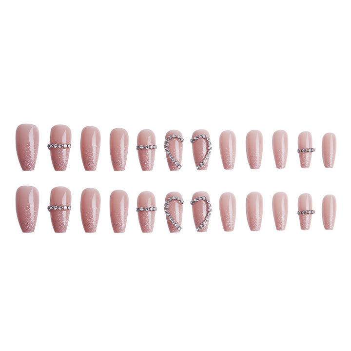 Glamorous artificial nails with heart and glitter design Stornfield