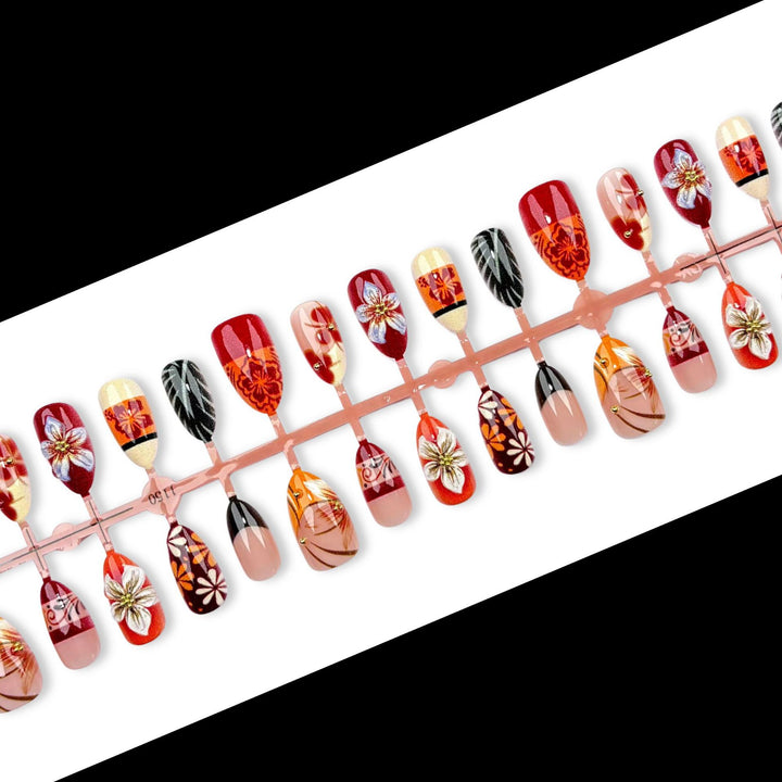 Artistic Floral Press-On Nail Art Set 1790746209