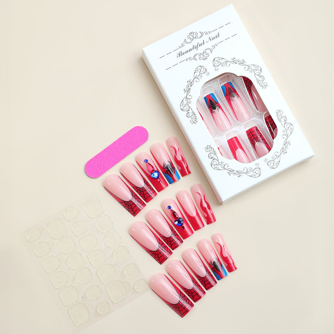 Artistic Press-On Nail Set with Spider-Man Theme Stornfield