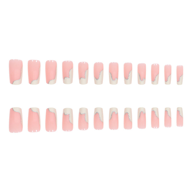 Stiletto Nail Art Extensions with Elegant Glitter Wave Design Stornfield