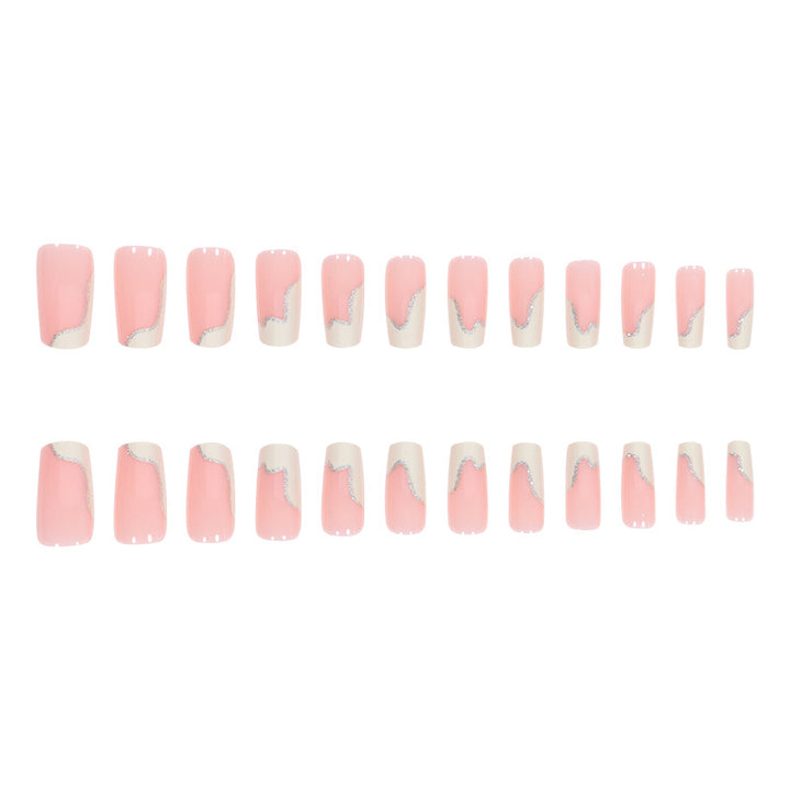 Stiletto Nail Art Extensions with Elegant Glitter Wave Design Stornfield
