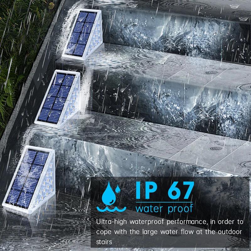 Angled Triangular Solar-Powered LED Stair Step Lights With Dusk-To-Dawn Sensor And Waterproof Mounting Stornfield