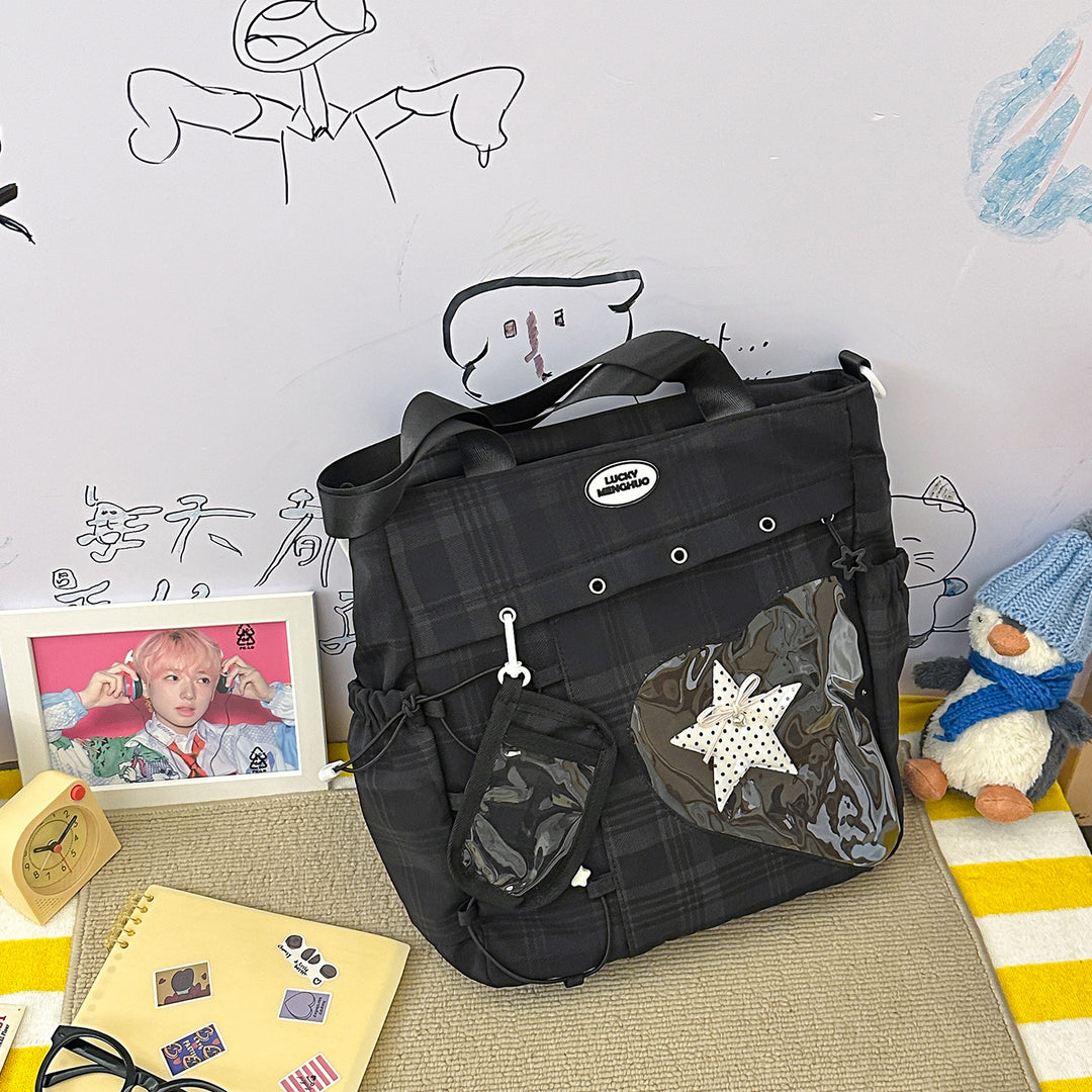 Stylish Multi-Pocket Star-Appliqué Backpack Stornfield