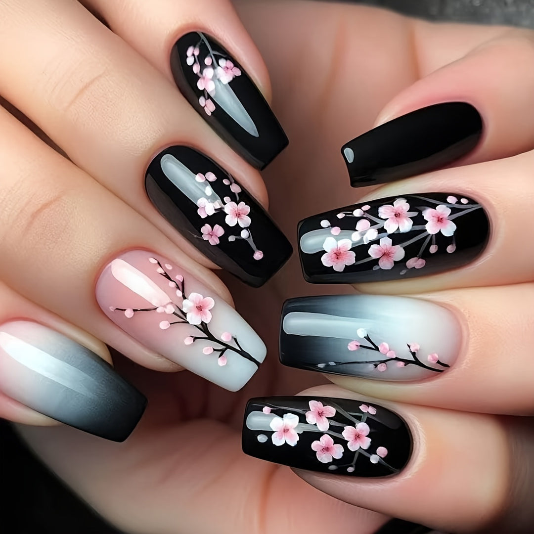 Floral Art Acrylic Nail Set Stornfield