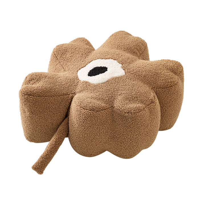 Flower-shaped floor seat pouf with boucle cover and segmented padding