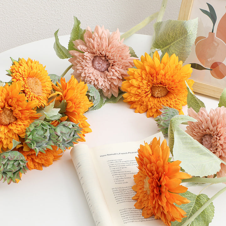Artificial bouquet with detail-loving flowers and leaves