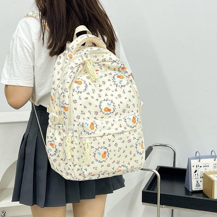 Floral Patterned School Backpack