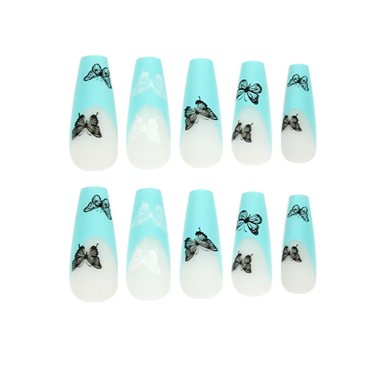 Artificial nail extensions with butterfly design Stornfield