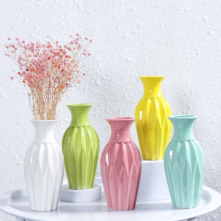 Modern Ribbed Ceramic Flower Vase Stornfeild