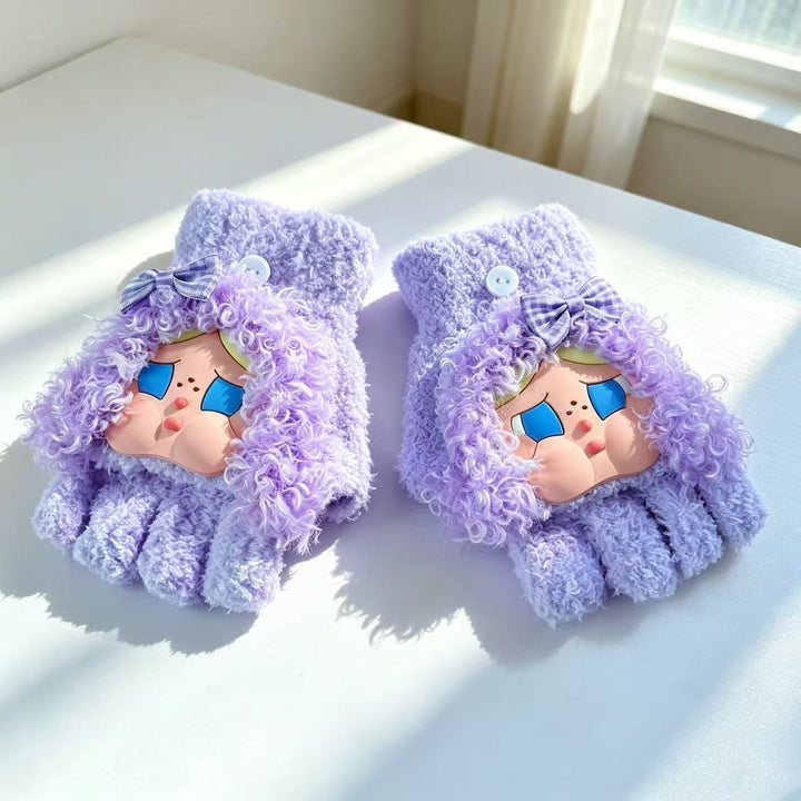 Cute Plush Character Fingerless Gloves Stornfield