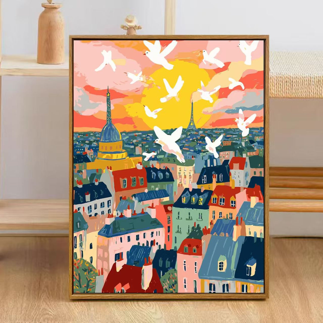 Colorful City Skyline Art Print Stornfield