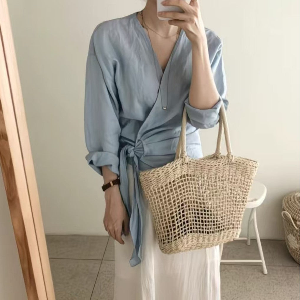 Handcrafted straw bag with fine structure Stornfield