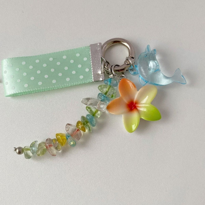 Whimsical Dolphin and Flower Charm Keychain Stornfield