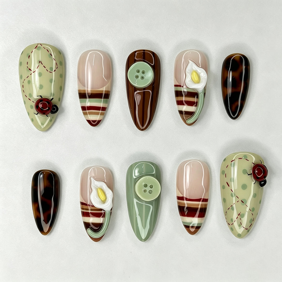Artistic Hand-Painted Press-On Nail Art Stornfield