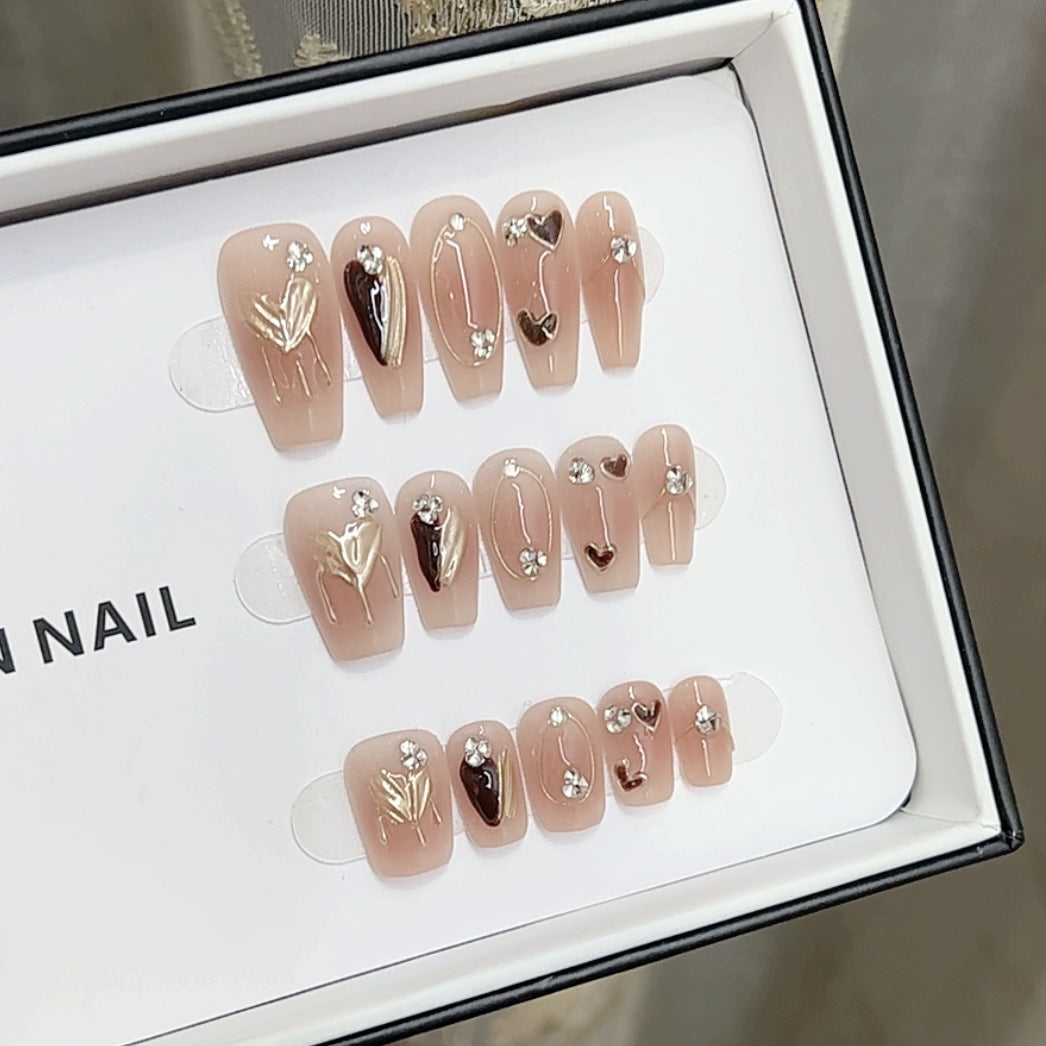 Artistic Floral Nail Art Set with Rhinestones Stornfield
