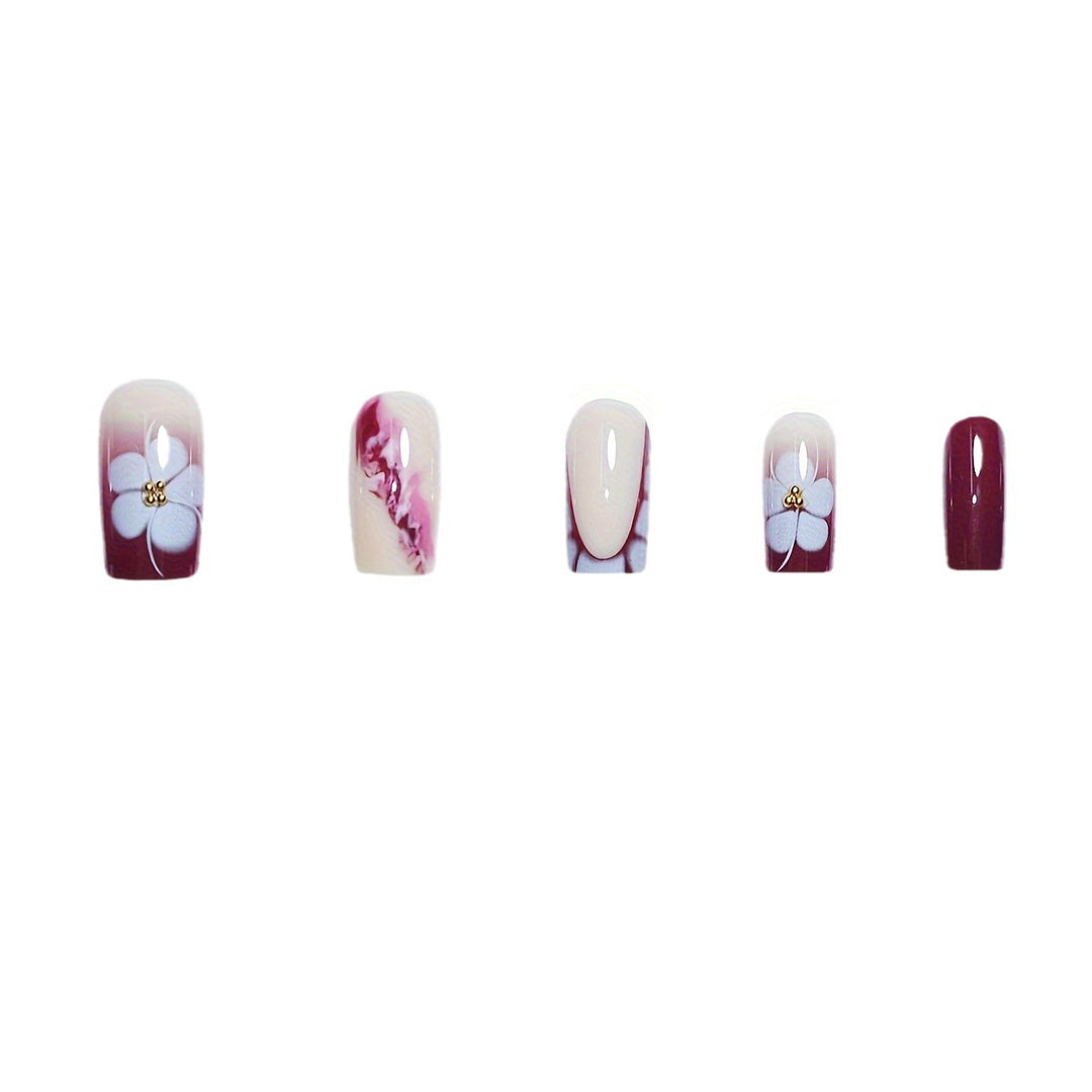 Artistic Gel Nail Extensions with Floral Design Stornfield