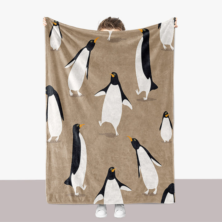 Penguin-Themed Plush Throw Blanket