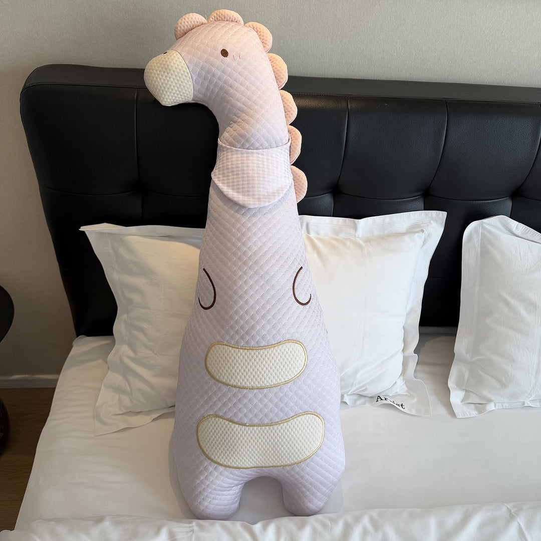 Large cuddly duck body pillow with hat and striped cotton cover