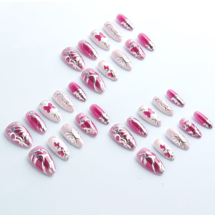 Artistic Butterfly-Themed Press-On Nails Stornfield