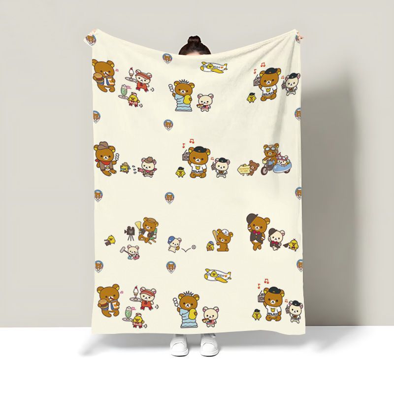 Whimsical Cartoon Character Plush Throw Blanket