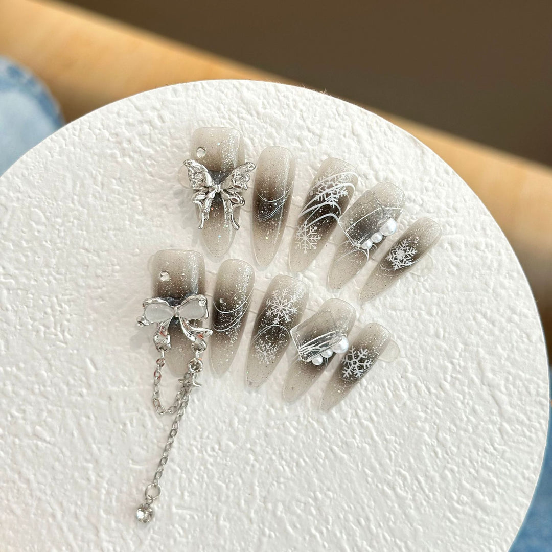 Artisan Gemstone-Embellished Press-On Nails