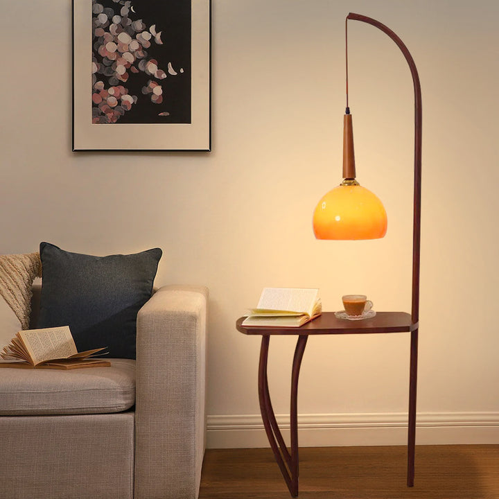 Modern Minimalist Floor Lamp with Integrated Side Table