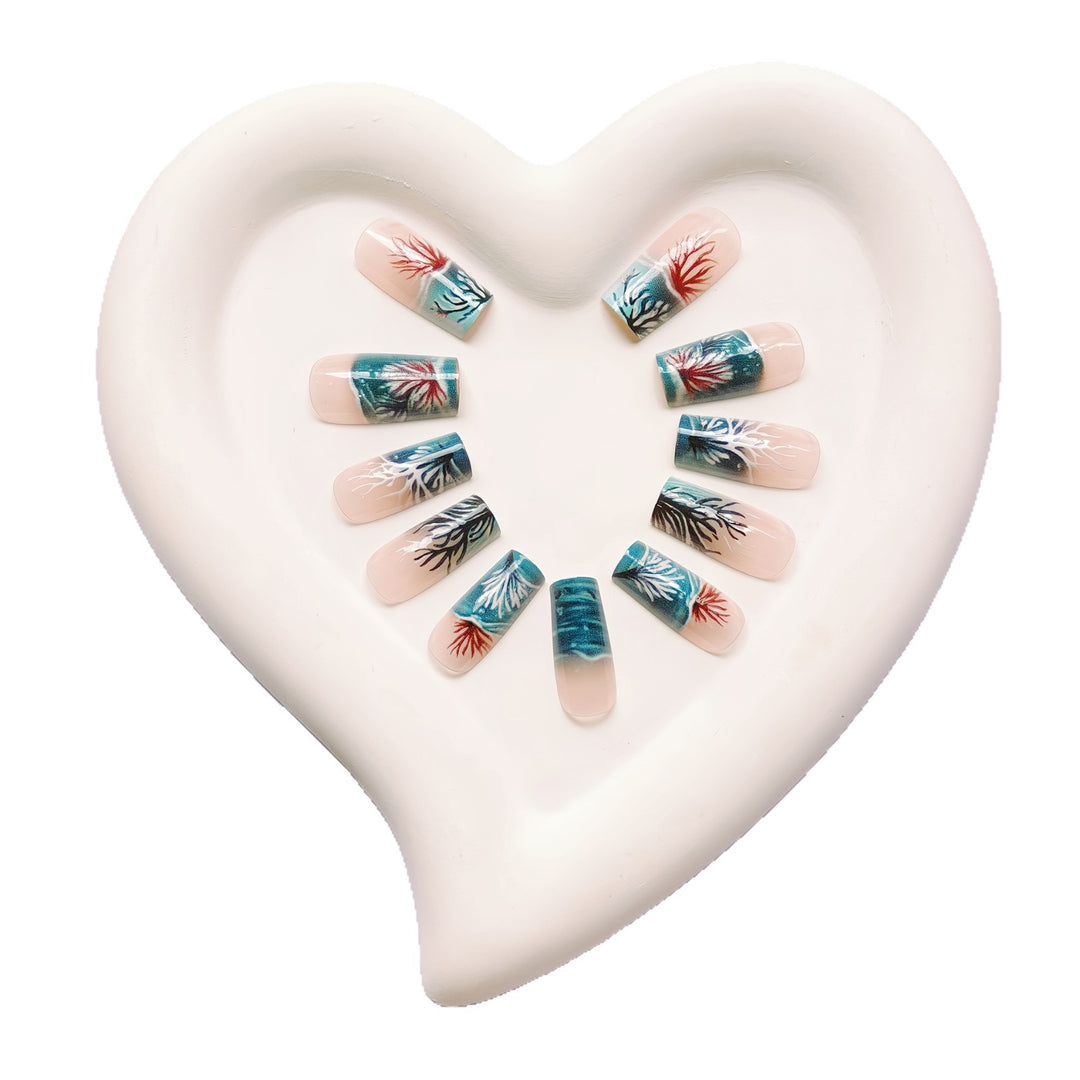 Artificial Nails in Stylish Coral Design Stornfield