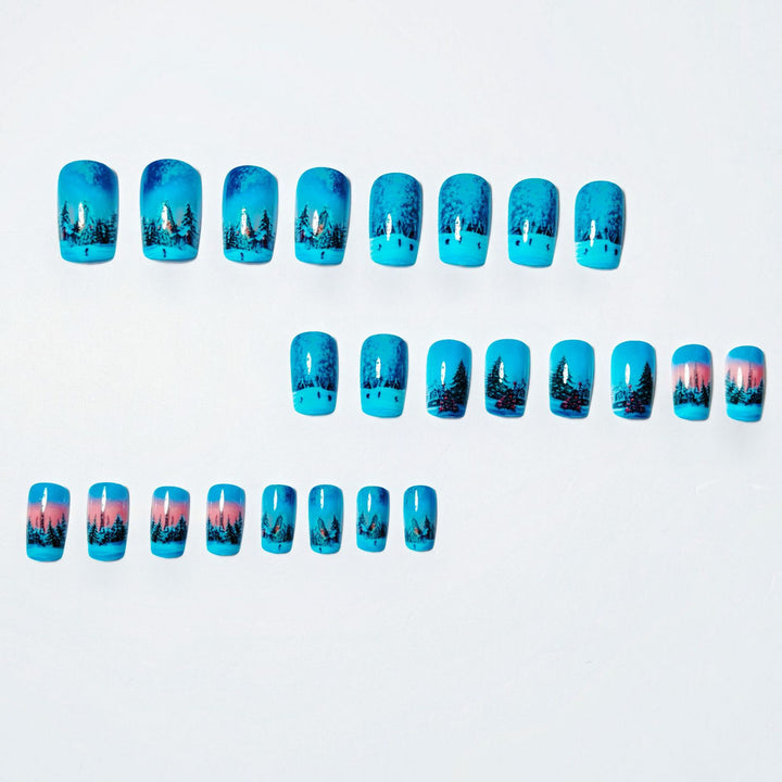 Artificial nails with festive winter landscape design Stornfield