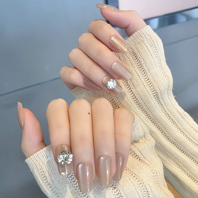 Premium Press-On Nail Set with Elegant Rhinestone Accents Stornfield