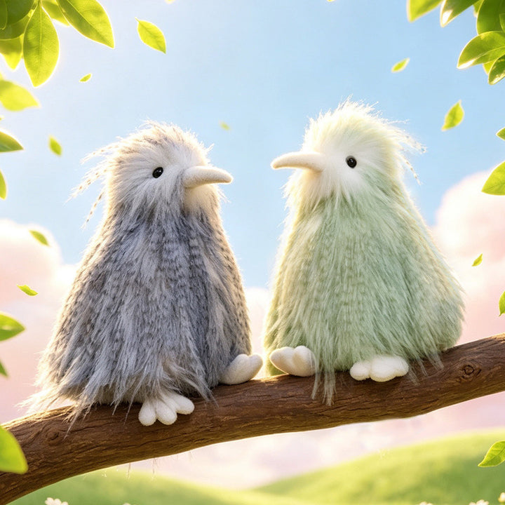 Long-Haired Faux-Fur Decorative Bird Plush Figurine with Soft Beak & Stable Base Stornfield